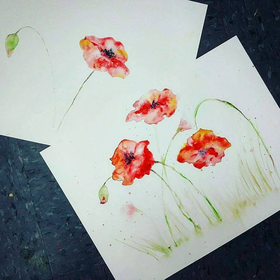 Watercolor Poppies from our video demo